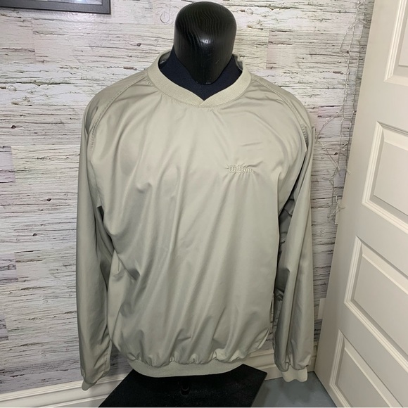 WILSON Vintage 90's Golf Tennis Windbreaker Sweater Long Sleeves Shirt Pockets L - Picture 4 of 14